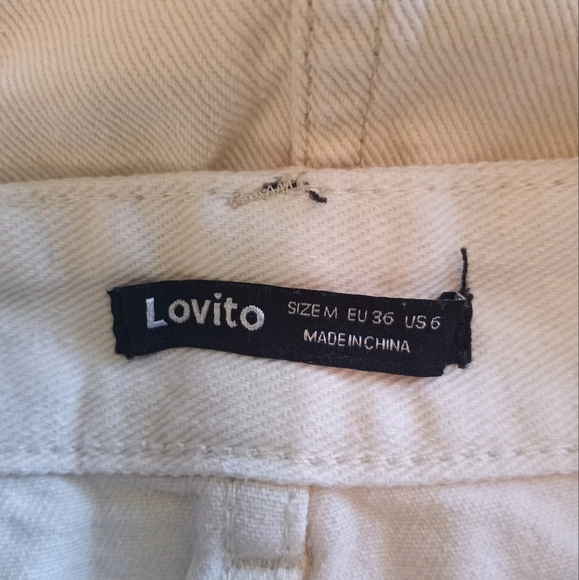 Lovito Off White Denim Mermaid Fairycore Casual Flared Whimsigoth Midi Skirt - Picture 8 of 8